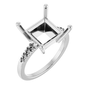 14K X1 White Gold 10x10 mm Square Ring Mounting – image 2