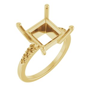 18K Yellow Gold 10x10 mm Square Ring Mounting – image 2