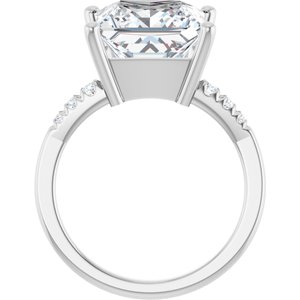 18K White Gold 10x10 mm Square Ring Mounting – image 3