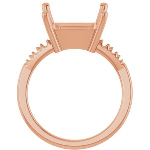 18K Rose Gold 10x10 mm Square Ring Mounting – image 4
