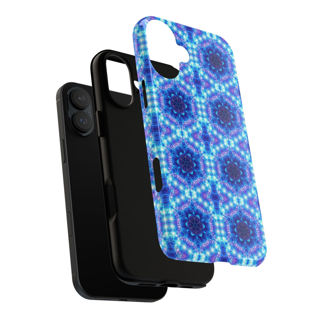 Blue Mandalas with Neon Lights Tough Phone Cases