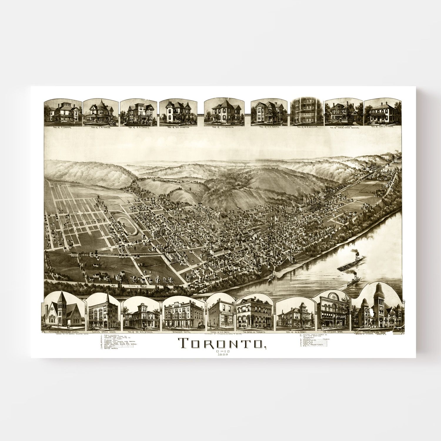 Vintage Map of Toronto, Ohio 1899