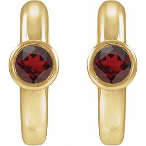 14K Yellow Gold Natural Mozambique Garnet Hoop Earrings – image 2