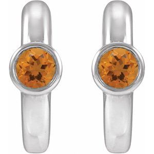Platinum Natural Citrine Hoop Earrings – image 2
