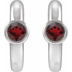 14K White Gold Natural Mozambique Garnet Hoop Earrings – image 2