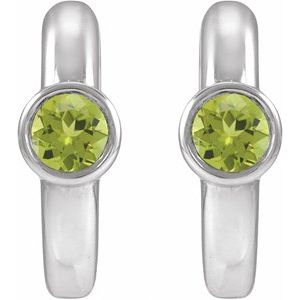 Sterling Silver Natural Peridot Hoop Earrings – image 2