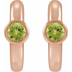 14K Rose Gold Natural Peridot Hoop Earrings – image 2
