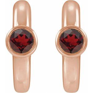 14K Rose Gold Natural Mozambique Garnet Hoop Earrings – image 2