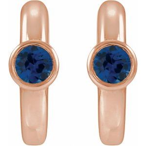 14K Rose Gold Lab-Grown Blue Sapphire Hoop Earrings – image 2