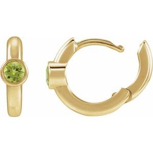 14K Yellow Gold Natural Peridot Hoop Earrings – image 3