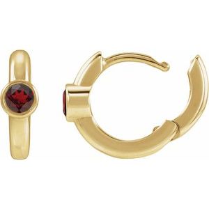 14K Yellow Gold Natural Mozambique Garnet Hoop Earrings – image 3