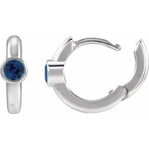 Sterling Silver Lab-Grown Blue Sapphire Hoop Earrings – image 3