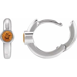 14K White Gold Natural Citrine Hoop Earrings – image 3