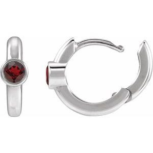 14K White Gold Natural Mozambique Garnet Hoop Earrings – image 3