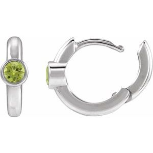 Sterling Silver Natural Peridot Hoop Earrings – image 3
