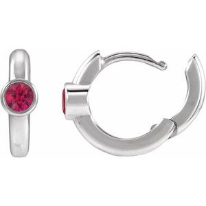 Platinum Lab-Grown Ruby Hoop Earrings – image 3
