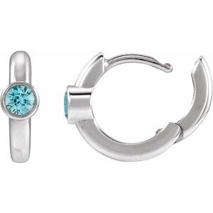 14K White Gold Natural Blue Zircon Hoop Earrings – image 3
