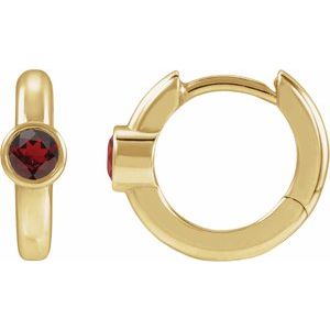 14K Yellow Gold Natural Mozambique Garnet Hoop Earrings