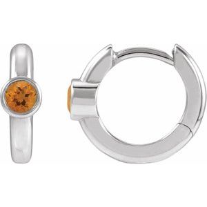 Platinum Natural Citrine Hoop Earrings