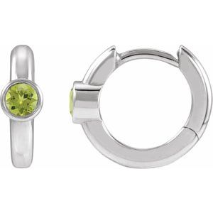 14K White Gold Natural Peridot Hoop Earrings – image 2
