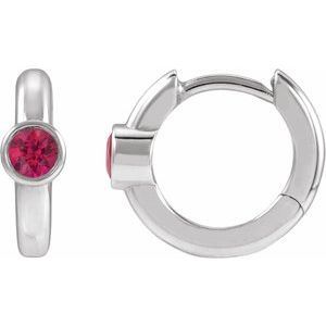 Platinum Lab-Grown Ruby Hoop Earrings – image 2