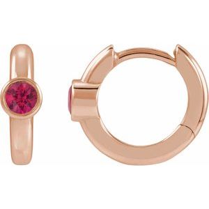 14K Rose Gold Lab-Grown Ruby Hoop Earrings