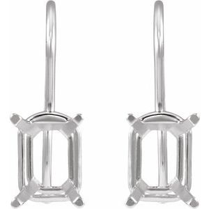 14K White Gold 10x8 mm Emerald 4-Prong Earring Mounting – image 2