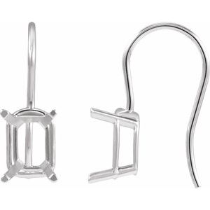 Sterling Silver 8x6 mm Emerald 4-Prong Earring Mounting