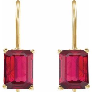 14K Yellow Gold Lab-Grown Ruby Earrings – image 2