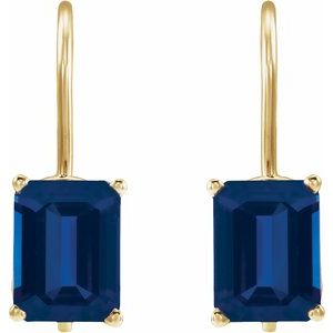 14K Yellow Gold Lab-Grown Blue Sapphire Earrings – image 2