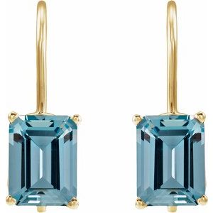 14K Yellow Gold Natural Aquamarine Earrings – image 2