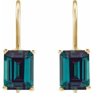 14K Yellow Gold Lab-Grown Alexandrite Earrings – image 2
