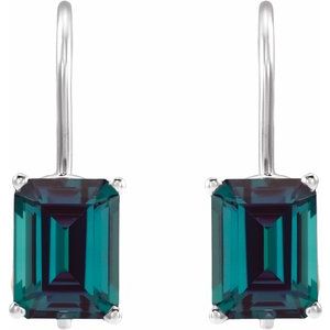 14K White Gold Lab-Grown Alexandrite Earrings – image 2