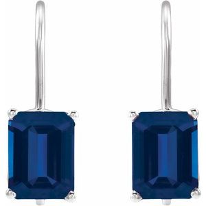Sterling Silver Lab-Grown Blue Sapphire Earrings – image 2