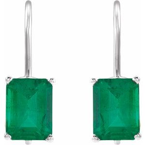 14K White Gold Lab-Grown Emerald Earrings – image 2