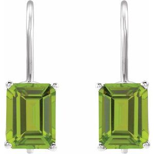 14K White Gold Natural Peridot Earrings – image 2