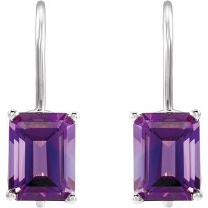 14K White Gold Natural Amethyst Earrings – image 2