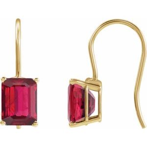 14K Yellow Gold Lab-Grown Ruby Earrings