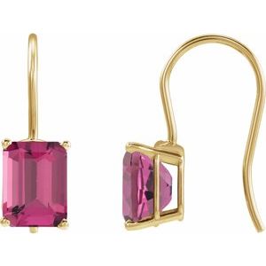 14K Yellow Gold Natural Pink Tourmaline Earrings