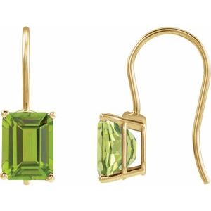 14K Yellow Gold Natural Peridot Earrings