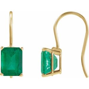 14K Yellow Gold Lab-Grown Emerald Earrings