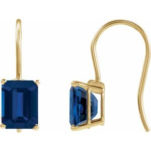 14K Yellow Gold Lab-Grown Blue Sapphire Earrings