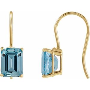 14K Yellow Gold Natural Aquamarine Earrings
