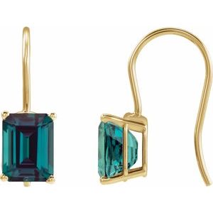 14K Yellow Gold Lab-Grown Alexandrite Earrings – image 2