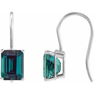 14K White Gold Lab-Grown Alexandrite Earrings