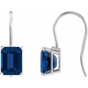 Platinum Lab-Grown Blue Sapphire Earrings