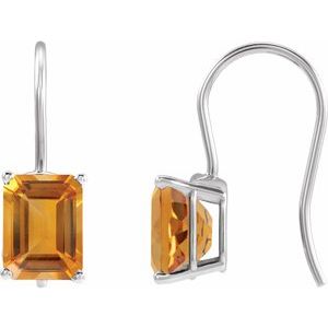 14K White Gold Natural Citrine Earrings