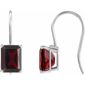 14K White Gold Natural Mozambique Garnet Earrings