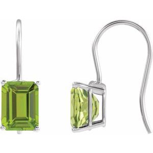 14K White Gold Natural Peridot Earrings