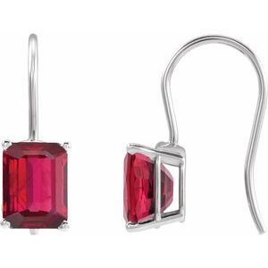 14K White Gold Lab-Grown Ruby Earrings